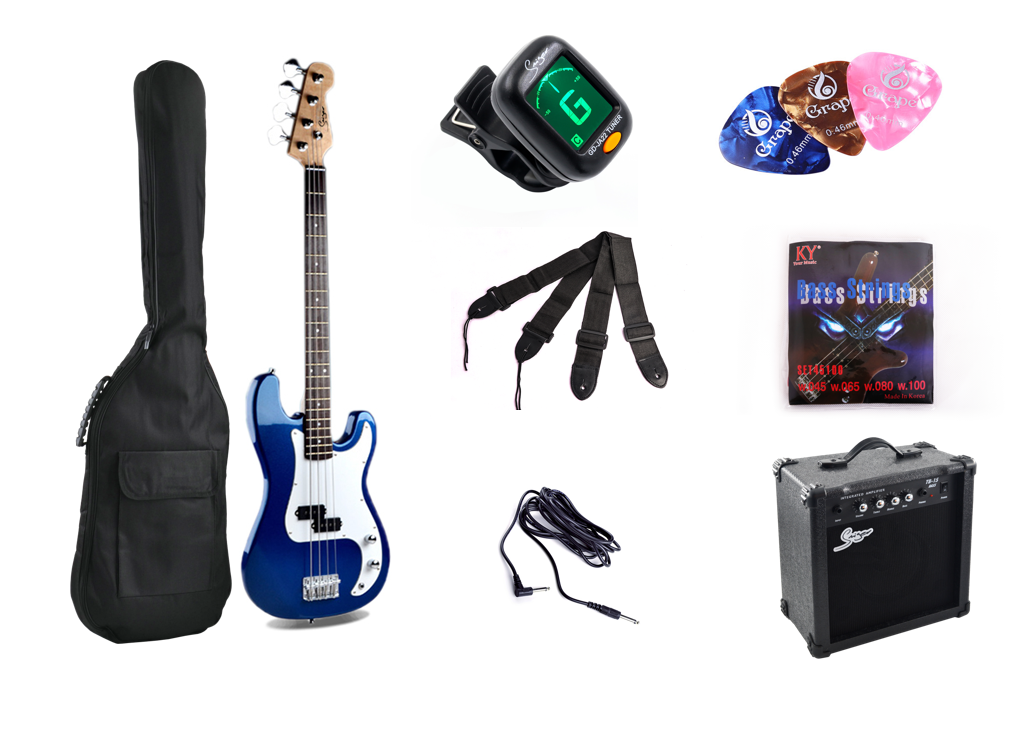 Smiger G-B1-4 Electric Bass Guitar Bundle